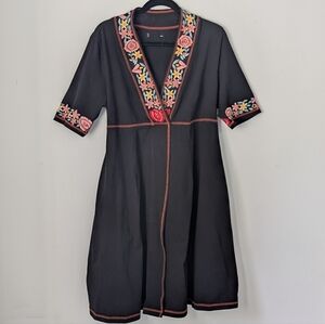 Embroidered Black Dress